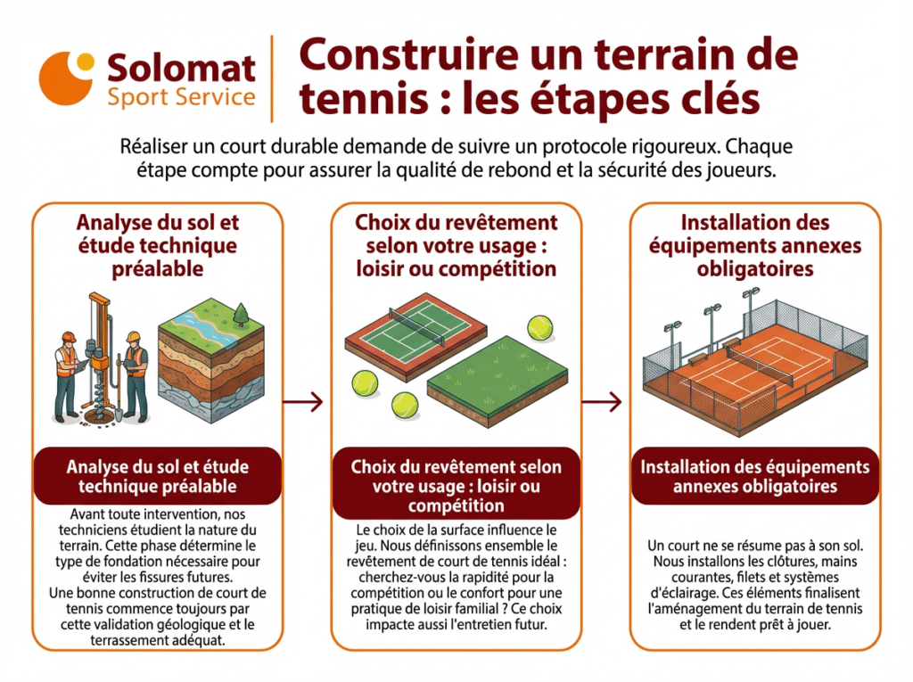 freepik infographie avec peu de texte construire un terrai 42498 Étapes pour construire un court de tennis