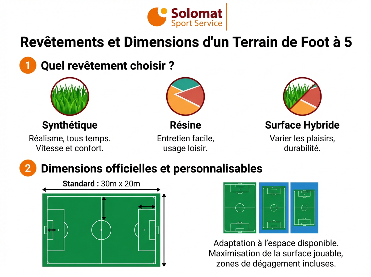 freepik infographie avec peu de texte revtements et dimens 42491 Types de revêtements et dimensions terrain foot à 5