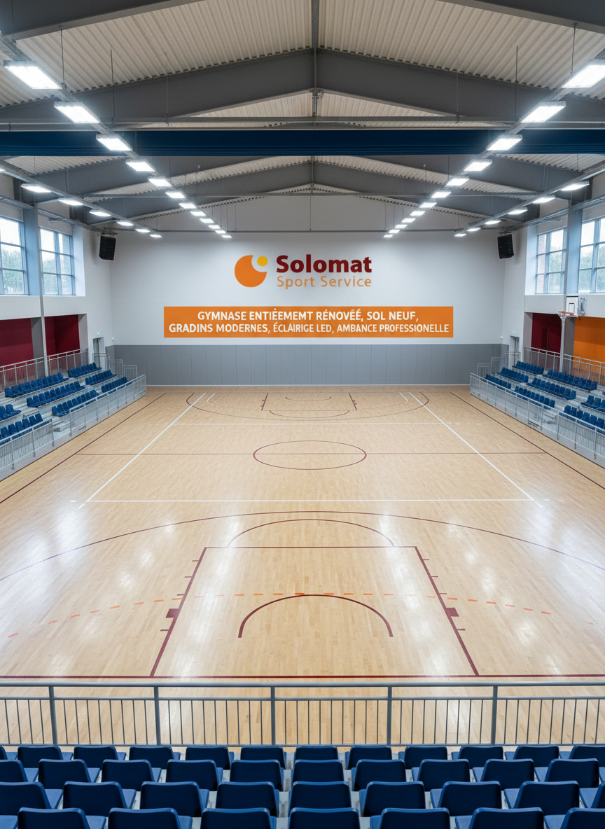 freepik gymnase entirement rnov sol neuf gradins modernes 7345 Gymnase moderne avec parquet et gradins bleus