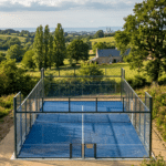 Terrain de padel en pleine campagne verdoyante